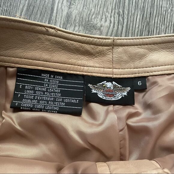 Harley Davidson Vintage Tan Leather Lace Up Pants - Picture 10 of 15